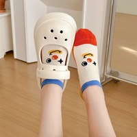 Chaussettes basses invisibles pour femmes, fines et mignonnes, style clown, à bout ouvert, en coton, anti-chute