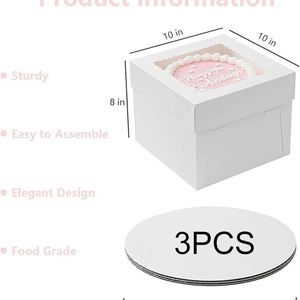 Hot Selling Biodegradable White <b>Square</b> Cake Box Window Cardboard Paperboard Embossing Matt/Glossy UV Coating Varnishing - Product Image 2