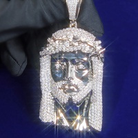 Bijoux fantaisie, or 18 carats, argent sterling 925, diamant moissanite VVS, pendentif Jésus pour homme, collier