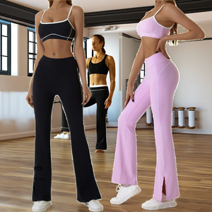 Women's High Waist Gym Sportswear Set Backless Sports Bra <b>Legging</b> <b>Flare</b> Full Length Spandex/Nylon Active Stretch Yoga Print - Product Image 2