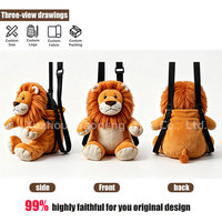 Sac à dos multifonctionnel en peluche douce en forme de lion de dessin animé, sac à craie pour l'escalade, personnalisé par l'usine de jouets en peluche