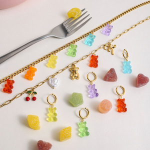 Boucles d'oreilles pendantes Yueli Bear en acier inoxydable, clous d'oreilles de dessin animé, ensemble de bijoux de fête - Product Image 4