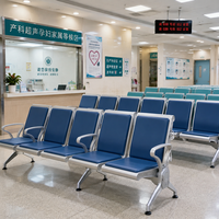 Banc d'attente aéroportuaire en acier chromé, assise large de 50 cm, coque laminée à froid, pour hall d'hôpital, banquette publique, OEM, hôtel, école