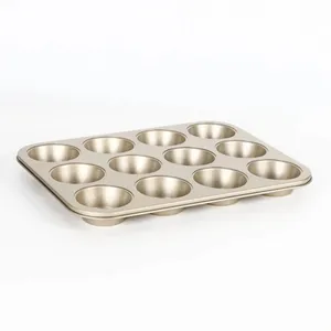 Novo Tipo De Aço Carbono Forno Bakeware Non Stick 12 Cup Round Cake Mould Cupcake Baking Pan