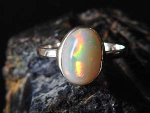 Australian Multi Fire <b>Opal</b> Wedding <b>Ring</b>-<b>Silver</b>-October Birthstone-10x8mm Solid <b>Opal</b>-6.5 US Size-Handmade Classic Prong Setting - Product Image 4