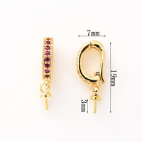 Pendentif de collier en forme de croissant de lune plaqué cuivre 18K avec perle, fermoir micro-incrusté, fermoir universel, accessoires vierges pour fabrication artisanale DIY
