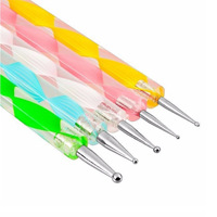 Fourniture professionnelle 5 pièces double extrémité pointillage Nail Art stylo Kit ensemble dessin strass pointillage ongles manucure Art stylo brosse outils