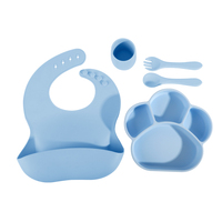 Assiette pour bébé en silicone souple en forme de patte de chat - Assiette de repas pour enfants écologique et sûre