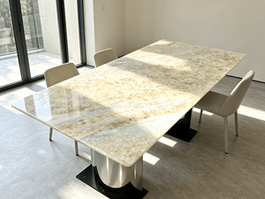 Table à manger de luxe en quartzite jaune naturel, table à manger rectangulaire moderne en marbre sodalite bleu pour villa et maison – Nouveauté très demandée - Product Image 3