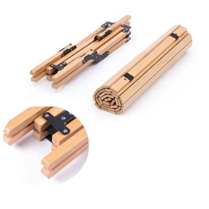 Table pliante portable en bois avec structure en fer et design moderne pour pique-nique et camping, mobilier d'extérieur - Product Image 3