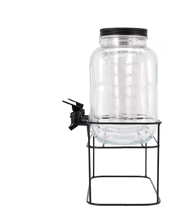 Distributeur en verre Lot de 2 avec support et infuseur 3.5 litre 1 gallen Juice Beverage Server - Product Image 3