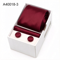 Ensemble Cadeau Cravate, Pochette de Costume et Boutons de Manchette en Satin Couleur Unie pour Homme – Cravate Formelle