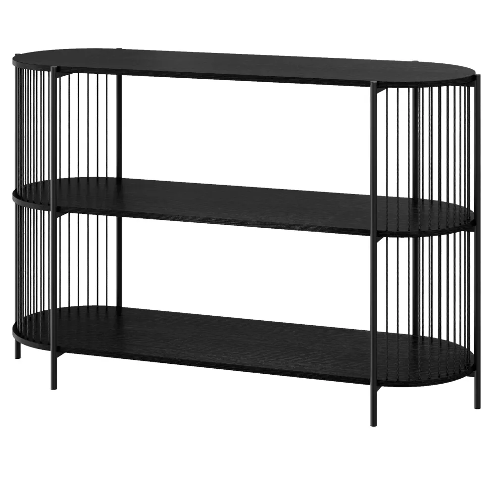 Factory Direct Oval Black Rope Cage Wrapped 3 Tier Console Table for Entryway Hallway