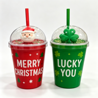Gobelet isotherme personnalisé 420 ml en plastique à double paroi avec couvercle et paille, idéal pour les fêtes de Noël, écologique, pour boissons froides