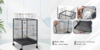 Cage à oiseaux AIER B081 durable à toit ouvert avec support roulant, cage rectangulaire en métal pour perruches et agapornis 46x46x78cm