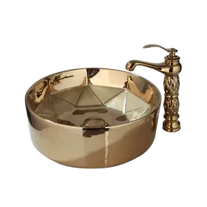 浴室钢化透明陶瓷盆水槽Lavabo黄铜混音器水龙头套装