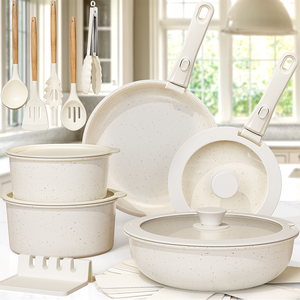 21-Piece không dính gốm Cookware Set cổ điển màu trắng sữa chậu và chảo với bền vững cảm biến xử lý - Product Image 1