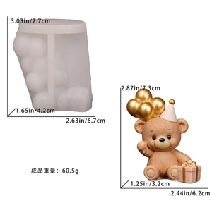 Stampo in Silicone KK1155 per Orsetto Carino <span class=keywords><strong>con</strong></span> Palloncini, Decorazione per <span class=keywords><strong>Torte</strong></span>, Stampo in Resina per Artigianato - Product Image 6