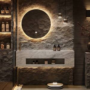 Customized Seamless Luxury MDF Face Washing Integrated Single Double Basin Smart <b>Mirror</b> Bathroom Cabinet for Hospital Use - Product Image 1