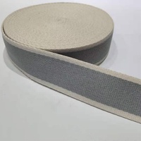 Sangle en sergé de coton polyester écologique beige et gris de 38 mm pour sacs, textiles de maison et accessoires de chaussures