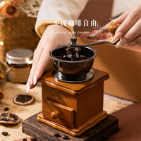 Coffret cadeau de café de luxe, moulin à café manuel, tasse en céramique avec soucoupe, grains de café, logo personnalisé, cadeau pour les amateurs de café