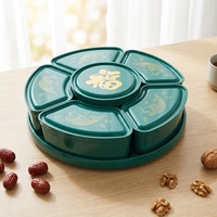 Hoge Kwaliteit Afneembare Plastic Bruiloft Kerst Kid Food Plate Dry Fruit Snack Tray Candy Box