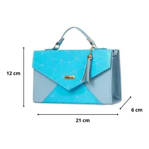 Bolso Bandolera Azul Fabia para Mujer de Fana, Patrón Geométrico, Cuero PU, Estilo Vintage, Uso Diario de Verano - Product Image 3