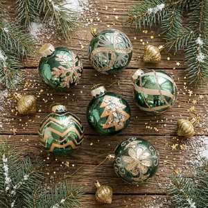 Guirlande de Noël en verre peinte à la main, extra épaisse (10 mm), en forme de boule, tendance 2026, luxueuse, métallique, brillante, scintillante pour sapin de Noël - Product Image 2