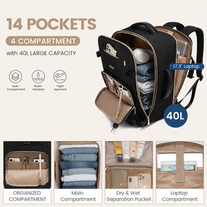 LOVEVOOK 40L <span class=keywords><strong>Bolsa</strong></span> <span class=keywords><strong>de</strong></span> viaje <span class=keywords><strong>de</strong></span> lujo Impermeable 17in Vuelo Mochila para computadora portátil con organizador <span class=keywords><strong>de</strong></span> equipaje para Mujeres Hombres Viaje <span class=keywords><strong>de</strong></span> <span class=keywords><strong>trabajo</strong></span> <span class=keywords><strong>de</strong></span> vacaciones - Product Image 2