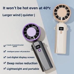 Nouveau ventilateur portable Turbo 2026, rechargeable par USB, haute vitesse, à suspendre au cou, avec affichage numérique, mini ventilateur pliable, cadeau - Product Image 2