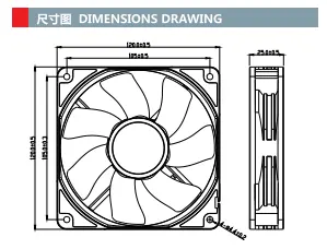 China Factory 12V 24V 48V 120 × 120 × 25Mm Strong Wind 120Mm Cooling Fan