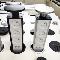 Prise de courant israélienne 90 mm, prise escamotable intégrée au comptoir, avec 3 prises de courant et 2 chargeurs USB, pour la maison, l'îlot, le bureau