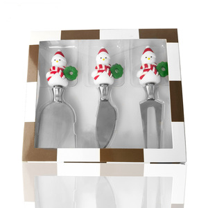 Christmas Snowman Stainless Steel Cutlery Set Butter Knife Cheese Knife Pizza Spatula Party Serving Utensils - Product Image 1