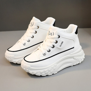 Zapatillas Deportivas <span class=keywords><strong>de</strong></span> <span class=keywords><strong>Mujer</strong></span>, Impermeables, <span class=keywords><strong>de</strong></span> Cuero, Rojas y Blancas, <span class=keywords><strong>de</strong></span> Caña Alta, con <span class=keywords><strong>Suela</strong></span> Gruesa y Resistente, <span class=keywords><strong>para</strong></span> Uso Diario y al Aire Libre - Product Image 2
