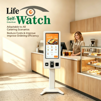 Kiosco de Autoservicio de 22 Pulgadas con Pantalla Táctil LCD para Restaurantes de Comida Rápida, con Impresora Térmica de 80 mm, NFC, Escáner de Códigos QR y de Tickets