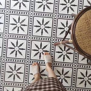 Azulejo Blanco y Negro Nórdico 200x200 Azulejo de piso pequeño Azulejo Retro - Product Image 2
