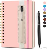 Carnet A5 ligné à spirale en cuir PU rigide avec boucle porte-stylo et pages lignées (8,3x5,7 po) – Idéal pour l'école, le travail et l'écriture