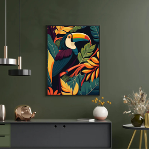 Affiche murale de la jungle fleurie avec tigre et léopard, impression sur toile d'animaux sauvages, taille personnalisable, imperméable, décoration murale pour la maison - Product Image 4