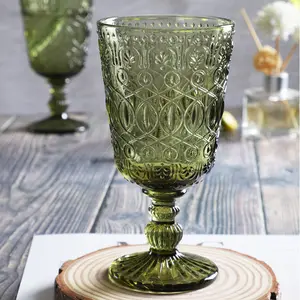 Articles de table de luxe, verre de couleur verte, 350ml, stocks en gros