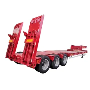 China brand new flatbed semi trailer 3 axle Max Payload 60 ton low skeleton semi trailer