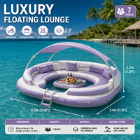 Île flottante large et stable avec auvent gonflable et zone de détente pour les sports nautiques de plage et de station balnéaire