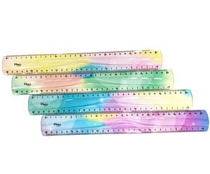 Règle droite en plastique souple personnalisée de haute qualité en PVC couleur néon clair Pack individuel pour l'école - Product Image 2