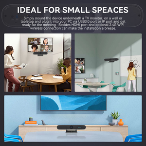 Barre <span class=keywords><strong>de</strong></span> vidéoconférence tout-<span class=keywords><strong>en</strong></span>-un TONGVEO 4K avec suivi automatique IA et réseau <span class=keywords><strong>de</strong></span> 8 microphones, compatible avec les principales plateformes - Product Image 6