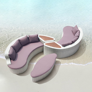 Set Divano Moderno da Esterno per il Tempo Libero Carpenter Rhyme Rotondo in Simil Rattan Impermeabile per Soggiorno Sala da <span class=keywords><strong>Pranzo</strong></span> <span class=keywords><strong>Giardino</strong></span> Cortile Villa - Product Image 2