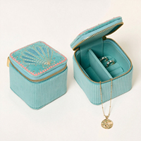 Boîte à bijoux personnalisée en coton avec broderie perlée, boîte cadeau, boîte d'emballage pour bracelet, bague, boucles d'oreilles, collier