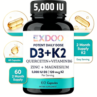 Capsules de Vitamine D3 K2 5000 UI, Magnésium B6, Zinc, Quercétine pour la Santé Énergétique, Immunitaire et Musculaire – Marque Blanche Superaliment Adulte
