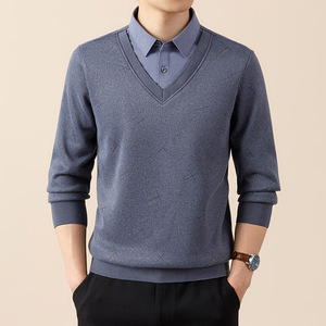 Nuova camicia da <span class=keywords><strong>uomo</strong></span> Casual a due pezzi a maniche lunghe calda con <span class=keywords><strong>velluto</strong></span> di mezza età spesso per papà anziano - Product Image 6