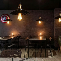 Lámpara Colgante LED Negra de Hierro Forjado Estilo Rústico Americano, Directo de Fábrica, para Restaurante, Cibercafé, Iluminación Comercial