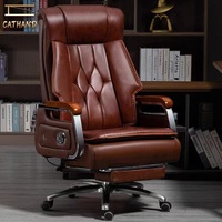 Chaise de bureau en cuir véritable, design moderne et minimaliste, ergonomique, avec fonction massage, réglable en hauteur, confortable, pour ordinateur, étude et affaires