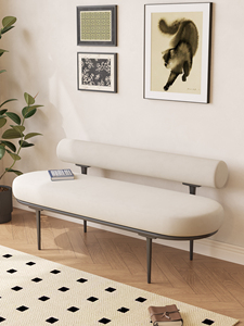 Tabouret <span class=keywords><strong>de</strong></span> bout <span class=keywords><strong>de</strong></span> <span class=keywords><strong>lit</strong></span> moderne en flanelle <span class=keywords><strong>de</strong></span> luxe léger, rembourré, avec dossier créatif, pour chambre à coucher et salle d'exposition - Product Image 3